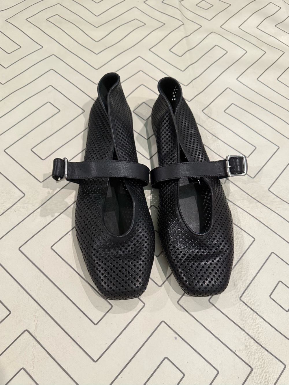 Chelsea & Violet Black Perforated Flats